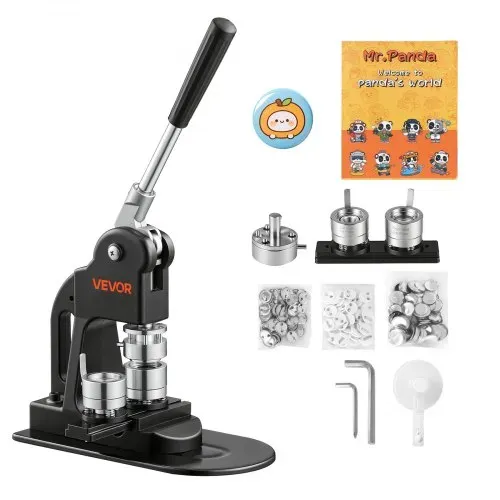 VEVOR Buttonmaschine 25 mm Badgemaker 500-tlg. Button-Ersatzteilset Schwarz, mit Kreisschneider Zauberbuch Sechskantschlüsseln für DIY-Anstecker Pins Kühlschrankmagnete & Schlüsselanhänger – Bild 8