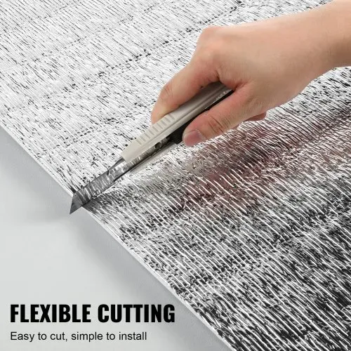 VEVOR Doppelt reflektierende Isolierrolle, Strahlungsbarriere mit Schaumstoffkern, 3,2 mm, 48 Zoll x 100 Fuß, doppelseitiges wärmereflektierendes Schild aus Aluminiumfolie und EPE-Schaum, Wärmedämmrolle für Fenster und Wohnmobildächer – Bild 4