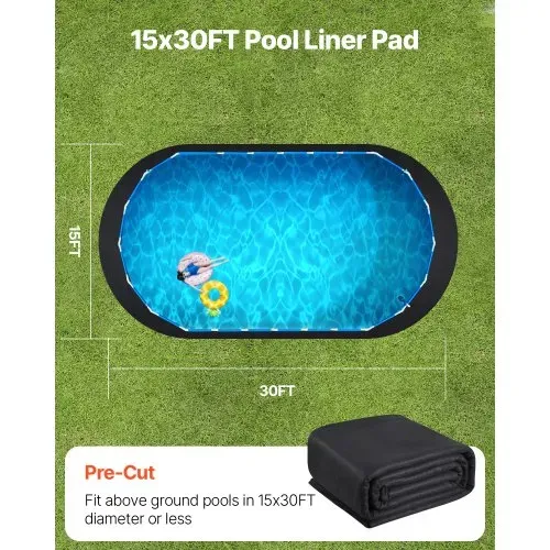 VEVOR Poolunterlage, 457x914 cm, für oberirdische Schwimmbecken, extra dicke Bodenplane, verhindert Einstiche, Poolmatte aus Geotextilmaterial, verlängert die Lebensdauer der Folie – Bild 4