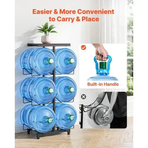 VEVOR Wasserkrughalter 4-Stufig, Doppelreihen, für 6 Flaschen, Wasserkrugregal, Wasserspenderregal, Wasserflaschenregal Wasserbehälterregal für Küche, Büro & Wohnzimmer, Schwarz & Braun – Bild 5