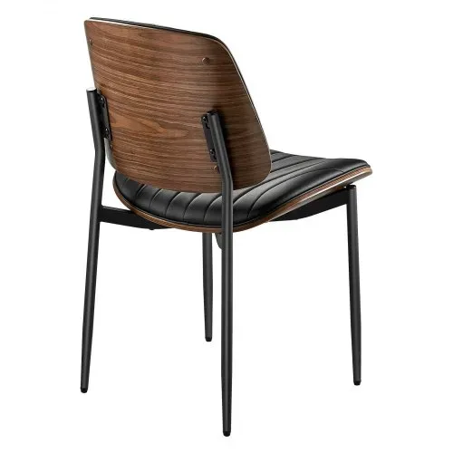 VEVOR Retro-Esszimmerstuhl (2 Stk.) eleganter gepolsterter Leder-Beistellstuhl (158,76 kg belastbar) für Esstische, platzsparender Küchentischstuhl mit dicken Kissen & Metallbeinen, Schwarz Café – Bild 9