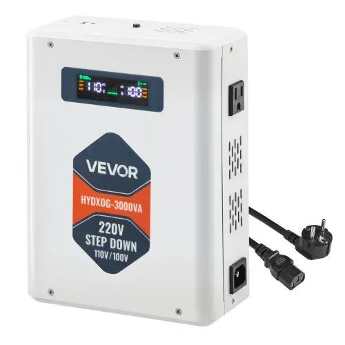 VEVOR Abwärtsspannungswandler Abwärts, 3000 VA, Hochleistungs-Konverter, 220 V auf 110 V Leistungstransformator, mit 2 US-Steckdosen, USB-Ausgang, LCD-Display, Temperaturschutz, für 110-V-Geräte – Bild 8