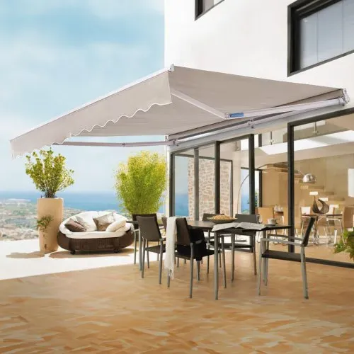 VEVOR Balkonmarkise 2,4x2,1m Gelenkarm Markise höhenverstellbar von 2,4 bis 3,7m Klemmmarkise Einziehbar Stahl Aluminium 280G doppelseitige PU-Beschichtung Sonnenmarkise Balkon Terrassenmarkise – Bild 7