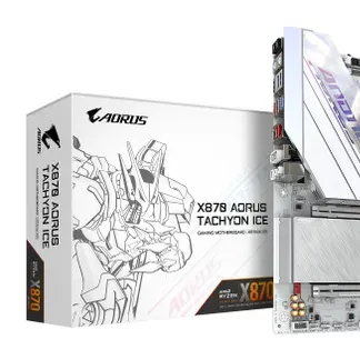 GIGABYTE X870 AORUS TACHYON ICE Mainboard – Unterstützt AMD Ryzen 9000 CPUs, digitale 18+2+2 Phasen VRM, bis zu 9600 MHz DDR5 (OC), 1 x PCIe 5.0 + 2 x PCIe 4.0, Wi-Fi 7, 5 GbE LAN, USB 4 GIGABYTE X870 AORUS TACHYON ICE Mainboard – Unterstützt AMD Ryzen 9000 CPUs, digitale 18+2+2 Phasen VRM, bis zu 9600 MHz DDR5 (OC), 1 x PCIe 5.0 + 2 x PCIe 4.0, Wi-Fi 7, 5 GbE LAN, USB 4