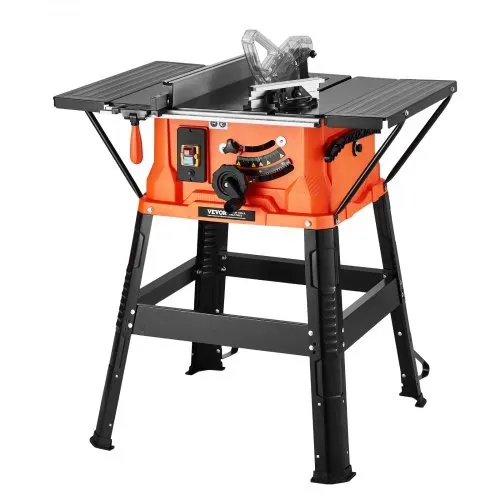 VEVOR Tischkreissäge mit Ständer, 254 mm, 1800 W Baukreissäge, 200 mm max. Schnittkapazität, 4800 U/min Schnittgeschwindigkeit, mit 24-Zahn-Sägeblatt, Gehrungssäge für Holzbearbeitung und Möbelbau – Bild 10
