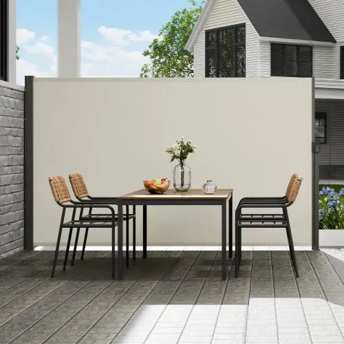 VEVOR Seitenmarkise 160 x 300 cm Seitenwandmarkise aus Polyestergewebe mit PU-Beschichtung Markise einziehbarer Griff mit Federmechanismus Sichtschutz Blickschutz für Balkone Innenhöfe UV30 Beige – Bild 7