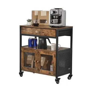 VEVOR Kaffeebarschrank 61 x 36 x 70,5 cm Kaffeebarschrank im Landhausstil mit 4-stufigem Stauraum, beweglicher Kaffeebartisch mit Rollen &Netztür, Sideboard-Buffetschrank für Küche Eingangsbereich VEVOR Kaffeebarschrank 61 x 36 x 70,5 cm Kaffeebarschrank im Landhausstil mit 4-stufigem Stauraum, beweglicher Kaffeebartisch mit Rollen &Netztür, Sideboard-Buffetschrank für Küche Eingangsbereich