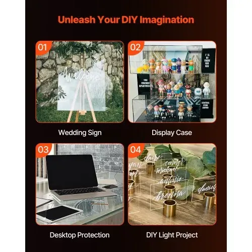 VEVOR Plexiglas-Acrylplatte, Kunststoffplatte, 914x1219mm, 6mm dick, klares, gegossenes Kunststoffglas für Bastelprojekte, Ersatzglas für Bilderrahmen, DIY-Display, leicht zu schneiden – Bild 6
