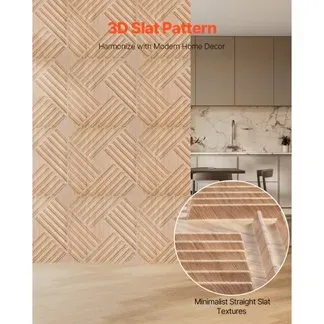 VEVOR 3D-Wandpaneele, 12er-Set, 150x50cm PVC-Wandverkleidung im modernen minimalistischen Stil, 2,97m² Deckkraft, Inneneinrichtung für Schlafzimmer, Wohn- & Spielzimmer, helle Holzfarbe VEVOR 3D-Wandpaneele, 12er-Set, 150x50cm PVC-Wandverkleidung im modernen minimalistischen Stil, 2,97m² Deckkraft, Inneneinrichtung für Schlafzimmer, Wohn- & Spielzimmer, helle Holzfarbe
