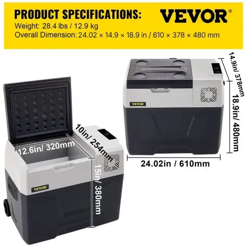 VEVOR Kompressor-Kühlbox 40 L mit App-Steuerung und Rädern für Unterwegs, -20 bis 20 °C, 12/24 V DC und 120/240 V AC, Tragbarer Auto-Kühlschrank mit USB-Anschluss für Camping, Wohnmobil, Boot und Lkw – Bild 6