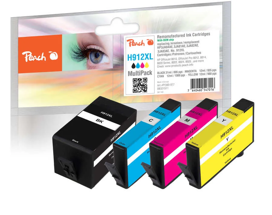 Peach PI300-977 Druckerpatrone 4 Stück(e) Kompatibel Hohe (XL-) Ausbeute Schwarz, Cyan, Magenta, Gelb Peach PI300-977 Druckerpatrone 4 Stück(e) Kompatibel Hohe (XL-) Ausbeute Schwarz, Cyan, Magenta, Gelb