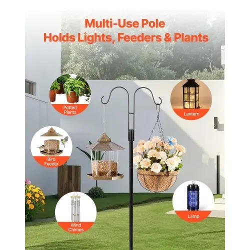 VEVOR Schäferhaken 8er-Pack, Hirtenhaken 195 cm, Garten Doppelhaken Laternenstab, 1,9 cm dicke Gartenhaken zum Aufhängen von Kolibri-Futterspendern, Pflanzenkörben, Solarlaternen, Windspielen – Bild 4