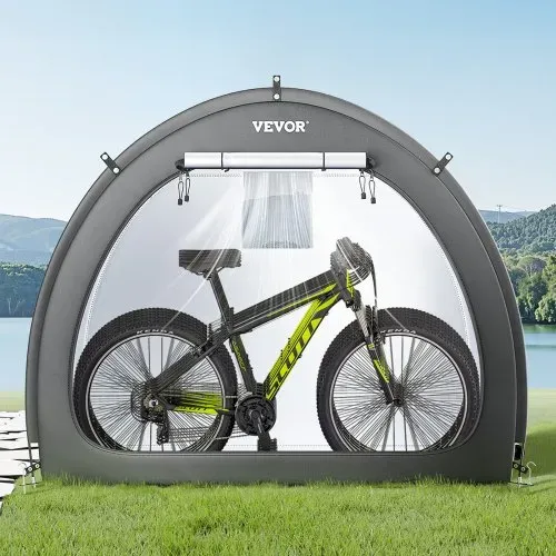 VEVOR Fahrradzelt, 4 bis 5 Fahrräder, geräumige Fahhrradgarage mit belüftetem Fenster, fächerförmige Fahrradschuppe mit hochfestem Fiberglas & Doppeltür, 1706x2133x1524 mm – Bild 7