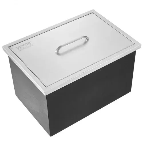 VEVOR Drop-in-Eisbox, 77,9 L Edelstahl-Eiskühler, 532 x 430 x 458 mm Kommerzieller Eisbehälter mit Abdeckung, Eingebaute Eisspeichertruhe, Abflussrohr und Ablassstopfen im Lieferumfang Enthalten – Bild 10