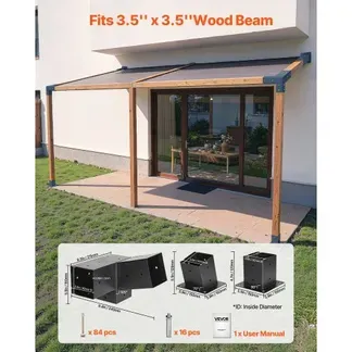 VEVOR Pfostenverbinder, 3-Wege-Schräghalterungen für 92×92 mm Holzbalken, 2er-Pack Pergola-Halterungen mit 2 Pfostensockeln & 2 Wandmontagesockeln, für Pergolen, Pavillons & Schuppen im Freien VEVOR Pfostenverbinder, 3-Wege-Schräghalterungen für 92×92 mm Holzbalken, 2er-Pack Pergola-Halterungen mit 2 Pfostensockeln & 2 Wandmontagesockeln, für Pergolen, Pavillons & Schuppen im Freien