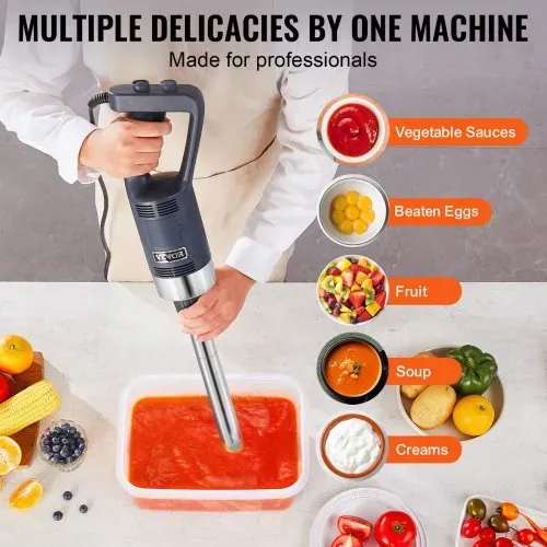 VEVOR Kommerzieller Stabmixer, 500 W Hochleistungs-Handmixer, 16 Zoll stufenloser Mixer mit variabler Geschwindigkeit und Edelstahlklinge, tragbarer Mehrzweckmixer für Suppen, Saucen, Kartoffelpüree, Sahne – Bild 5