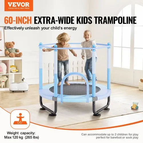 VEVOR Kindertrampolin Outdoor-Trampolin mini Freizeittrampolin 1545 mm für Kleinkinder mit Sicherheitsnetz & Basketballkorb, Geburtstagsgeschenk Weihnachtsspielzeug für Kinder ab 3 Jahren Blau VEVOR Kindertrampolin Outdoor-Trampolin mini Freizeittrampolin 1545 mm für Kleinkinder mit Sicherheitsnetz & Basketballkorb, Geburtstagsgeschenk Weihnachtsspielzeug für Kinder ab 3 Jahren Blau