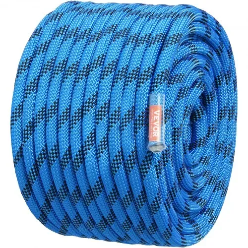 VEVOR 12,7 mm statisches Kletterseil, 60,9 m (200 Fuß) Outdoor-Kletterseil, 30 kN Bruchfestigkeit, Faserseil für Flucht, Abseilen, Brandrettung, Blau – Bild 8