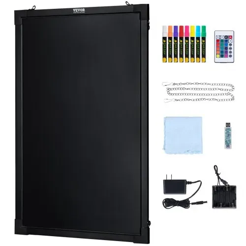 VEVOR LED-Nachrichtenschreibtafel, 24 x 16 Zoll große, beleuchtete, löschbare Kreidetafel, Menüschild mit Neoneffekt, Zeichentafel mit 8 fluoreszierenden Kreidemarkern und Fernbedienung, getestet nach UL-Standards – Bild 8