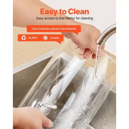 VEVOR Getränkespender (1 x 8 L) für Partys Saftspender (aus Glas) mit tropfsicherem Zapfhahn & Holzständer, Wasserspender für Restaurants Partys, Limonade Eistee selbstgemachte Getränke Spender – Bild 5