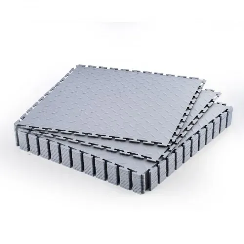VEVOR PVC Garagenboden, 16er-Pack 513x513x5 mm, Werkstattboden, Industrieboden, Klick Verlegung, rutschfeste PVC-Matten mit Diamantplatte für Werkstatt, Lager, Werkzeugraum, Hellgrau VEVOR PVC Garagenboden, 16er-Pack 513x513x5 mm, Werkstattboden, Industrieboden, Klick Verlegung, rutschfeste PVC-Matten mit Diamantplatte für Werkstatt, Lager, Werkzeugraum, Hellgrau