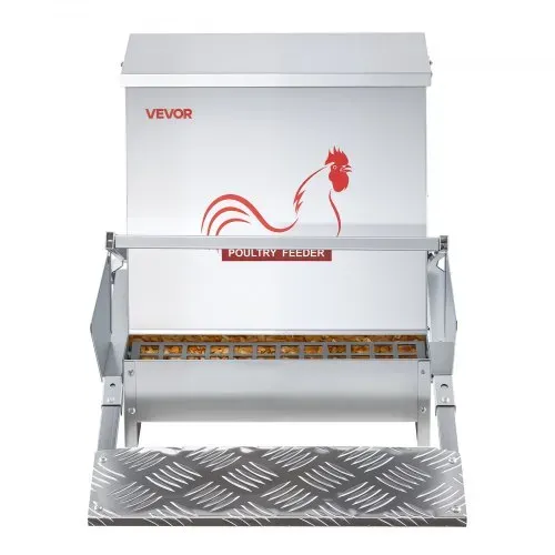 VEVOR Futterautomat Hühner, 18,14 kg Geflügelfutterspender, regensicherer Tretfutterautomat mit abschließbarem Deckel, verlustfrei, , Hühnerzubehör für Zwerghühner, Geflügel & Fasane – Bild 10