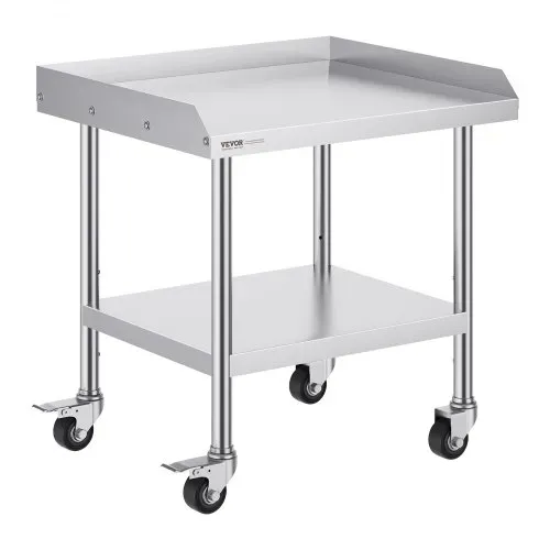 VEVOR Arbeitstisch aus Edelstahl, 610 x 711 x 762 mm Arbeitstisch zur Lebensmittelzubereitung mit 4 Rädern, Lenkrollen, 3-seitiger Spritzschutzwand, Arbeitstisch, Metall-Arbeitstisch für Restaurants – Bild 9