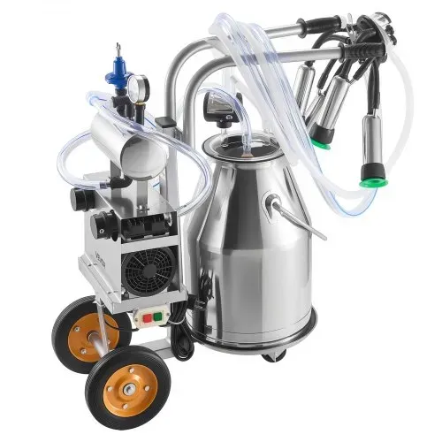 VEVOR Elektrische Melkmaschine, 25-L-Eimer aus Edelstahl 304, Lebensmittelechte Zitzengummis & Silikonschlauch, Starke Saugkraft, Vakuumpulsation, elektrische Melkausrüstung mit Rädern für Kühe – Bild 8