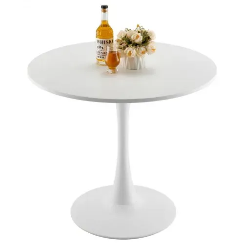 VEVOR runder Esstisch Küchentisch Holztisch (80 cm / 113,4 kg belastbar) für 2–4 Personen, moderne Bürotische mit Säulenfuß im Tulpendesign, für Küche zu Hause Wohnzimmer, weiß (nur Tisch) – Bild 10