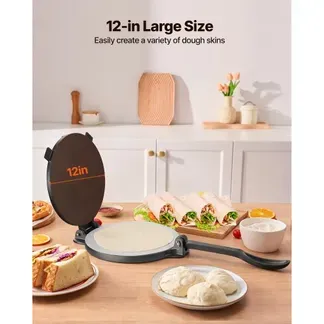 VEVOR Tortillapresse 30 cm Gusseisen Manuelle Taco Presse Pizzateigpresse für Weizentortillas, Pizza, Bäckerei und Fladenbrot, mit Verstärktem Griff, 50 Backpapier und Eingebrannter Leinöl-Oberfläche VEVOR Tortillapresse 30 cm Gusseisen Manuelle Taco Presse Pizzateigpresse für Weizentortillas, Pizza, Bäckerei und Fladenbrot, mit Verstärktem Griff, 50 Backpapier und Eingebrannter Leinöl-Oberfläche