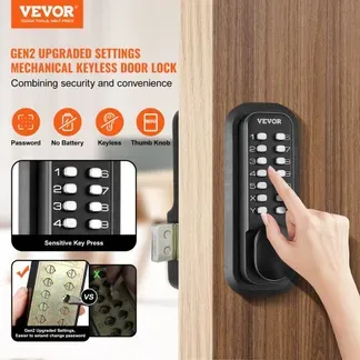 VEVOR Schlüsselloses Türschloss mit Mechanischem Codeschloss, 40 / 50 mm Retro Stil 14-Passwortschloss, 35–65 mm Türstärke Kombination Code Türschloss Geeignet für Garage, Hotel, Büro, Studio usw. VEVOR Schlüsselloses Türschloss mit Mechanischem Codeschloss, 40 / 50 mm Retro Stil 14-Passwortschloss, 35–65 mm Türstärke Kombination Code Türschloss Geeignet für Garage, Hotel, Büro, Studio usw.
