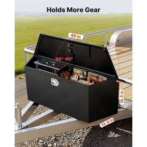 VEVOR Deichselbox Truckbox 1245 x 353 x 470 mm aus Stahl, 50 kg Belastbare Werkzeugaufbewahrungsbox mit Schloss & Schlüsseln, Anhängerbox für Pickup-Ladeflächen Wohnmobile SUVs Geländewagen, Schwarz VEVOR Deichselbox Truckbox 1245 x 353 x 470 mm aus Stahl, 50 kg Belastbare Werkzeugaufbewahrungsbox mit Schloss & Schlüsseln, Anhängerbox für Pickup-Ladeflächen Wohnmobile SUVs Geländewagen, Schwarz