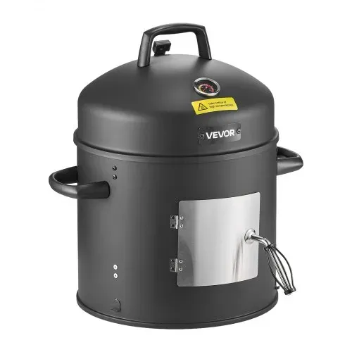 VEVOR Räuchertonne, 40 cm vertikaler Holzkohlegrill, beschichteter Stahlgrill mit 2 Grillrosten, Thermometer, Lüftungsöffnungen & herausnehmbarer Ascheschale, BBQ Räucherofen für Grillpartys – Bild 10