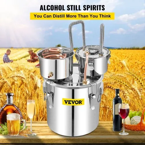 VEVOR Distillieranlage Moonshine, 50 L Wasser Alkohol Destillierer Moonshine mit doppelter Kondensatpumpe, Edelstahl Moonshine Alkohol Destillieren Ausrüstung Schnapsbrennen Destille Destilator VEVOR Distillieranlage Moonshine, 50 L Wasser Alkohol Destillierer Moonshine mit doppelter Kondensatpumpe, Edelstahl Moonshine Alkohol Destillieren Ausrüstung Schnapsbrennen Destille Destilator