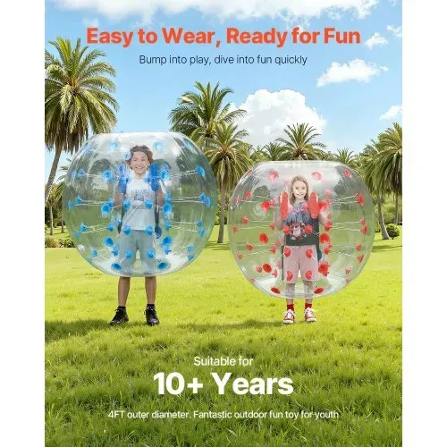 VEVOR Aufblasbarer Bump Ball Bumper Stoßball 2 Stk. 1,2 m x 1,03 m, Menschlicher Kollisionsball, PVC-Körperblasen-Bounce-Ball für Outdoor-Aktivitäten, Rote + Blaue Punkte Aufblasbar Bumper Ball – Bild 2