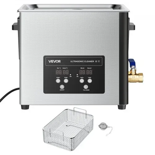 VEVOR 10 L Ultraschallreiniger, professionelle Ultraschallreinigungsmaschine mit Reinigungskorb & Digitalanzeige, 180 W Edelstahl 40 kHz Industrielle Reinigungsmaschine für Teile Vergaser Instrumente – Bild 8