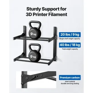 VEVOR Filament Lagerregal mit 2 Ebenen zur Wandmontage, 445 x 290 x 425 mm, Filamentspulenhalter auf Rädern, 3D-Druckerzubehör Organizer für 3D-Druckstudio, Büro, Werkstatt, Schwarz VEVOR Filament Lagerregal mit 2 Ebenen zur Wandmontage, 445 x 290 x 425 mm, Filamentspulenhalter auf Rädern, 3D-Druckerzubehör Organizer für 3D-Druckstudio, Büro, Werkstatt, Schwarz