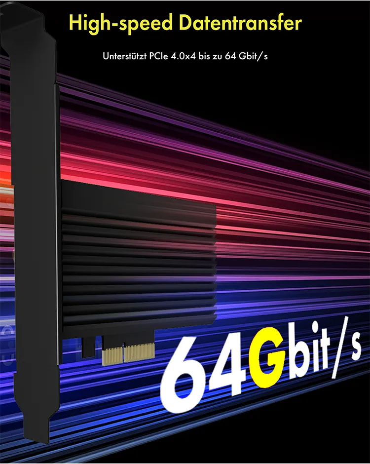 ICY BOX IB-PCI208-HS, PCIe Erweiterungskarte mit Kühlkörper, M.2 NVMe SSD zu PCIe 4.0 x4 – Bild 2