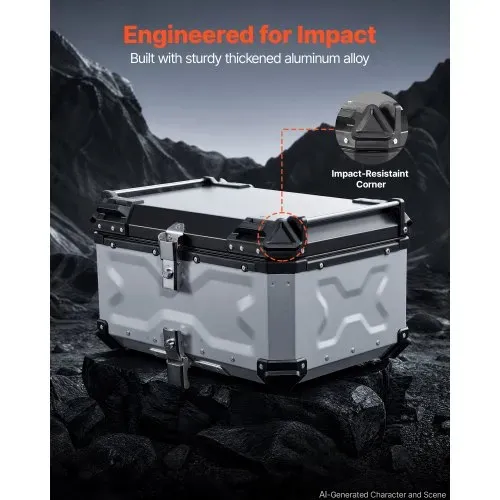 VEVOR Topcase Motorradkoffer 65 L, Universal-Heckkoffer Aluminium, Helmkoffer Wasserdicht, Abnehmbar, mit Sicherheitsschloss, Reflexstreifen und Lederfutter zur Helmaufbewahrung VEVOR Topcase Motorradkoffer 65 L, Universal-Heckkoffer Aluminium, Helmkoffer Wasserdicht, Abnehmbar, mit Sicherheitsschloss, Reflexstreifen und Lederfutter zur Helmaufbewahrung