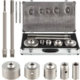 VEVOR Beton Bohrkronen Set Lochsäge 11 Stück mit SDS Max/SDS Plus & 2 Zentrierbohrer, Steckdosenbohrer Dosensenker Kronenbohrer für Mauerwerk 30-100 mm Ziegel Beton Zement Stein Wandmaterial VEVOR Beton Bohrkronen Set Lochsäge 11 Stück mit SDS Max/SDS Plus & 2 Zentrierbohrer, Steckdosenbohrer Dosensenker Kronenbohrer für Mauerwerk 30-100 mm Ziegel Beton Zement Stein Wandmaterial