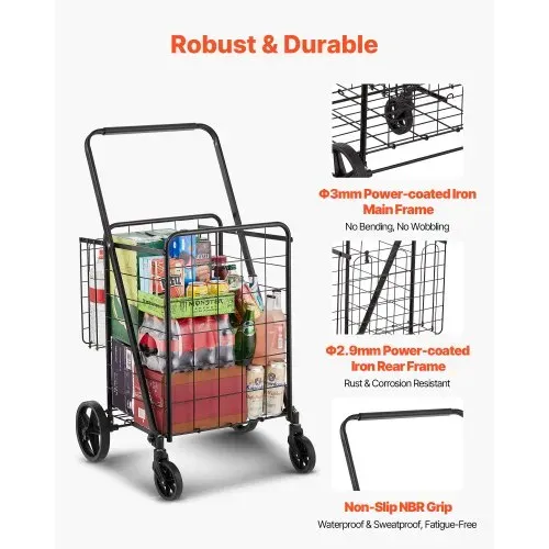 VEVOR Einkaufstrolley Einkaufswagen Klappbar 50 kg Belastbar, Einkaufsroller Handwagen Multifunktional , Shoppingtrolley Faltbar für Wäsche, Lebensmittel, Camping-Werkzeuge usw. – Bild 5
