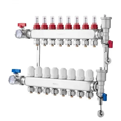 VEVOR 8-Zweig-Wärmeverteilungsverteiler, 1/2-Zoll-PEX-Rohrverteiler, Edelstahl-PEX-Verteiler für hydronische Fußbodenheizung, Wärmeverteilungs-PEX-Verteilersatz mit 1/2-Zoll-Adaptern im Lieferumfang enthalten – Bild 10