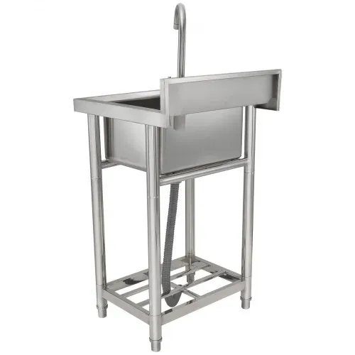VEVOR Edelstahl-Waschbecken, Freistehendes Waschbecken, inkl. Wasserhahn und Beinen, 41 x 33 x 22 cm Kommerzielle Einzelwaschbecken für Garage, Restaurant, Küche, Gewerbliche Spülbecken – Bild 8