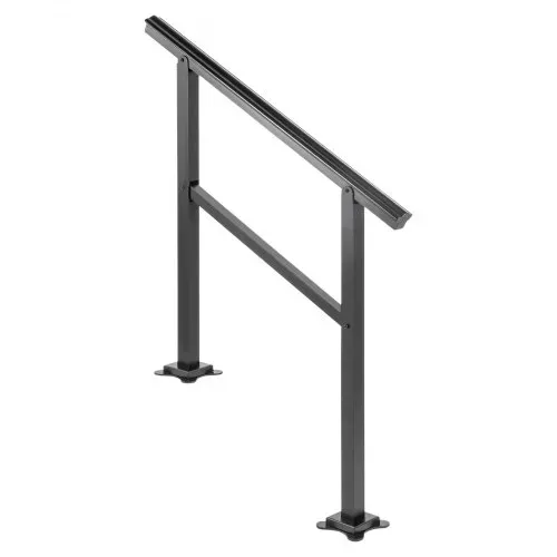 VEVOR Handlauf aus Aluminium Treppengeländer 91,4 x 89,5 cm Geländer mit Querstreben Brüstung 75 kg Tragfähigkeit 0-50 Grad Anpassung an Treppe Handlauf Außen Geeignet für 2 bis 3 Stufen Treppe – Bild 9