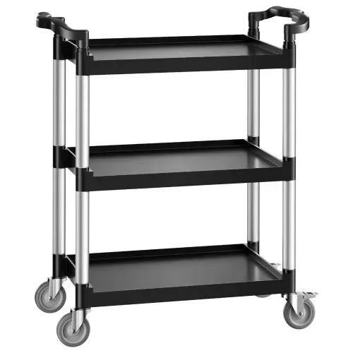 VEVOR Universalwagen, 136 kg, 3-stufiger Universalwagen aus Kunststoff mit 360° Schwenkrädern (2 mit Bremse), 880x410x990 mm großer Servierwagen für Lager, Büro, Zuhause, Restaurant, Küche – Bild 8