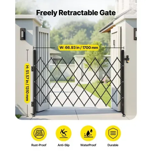 VEVOR Sicherheitstor (Einzel) abschließbares klappbares Scherentor mit 360°-Lenkrollen, einziehbare Stahltore Outdoor, für Eingangssicherheit Garage Lager, Falttor 170 x 131 cm (B x H) Schwarz VEVOR Sicherheitstor (Einzel) abschließbares klappbares Scherentor mit 360°-Lenkrollen, einziehbare Stahltore Outdoor, für Eingangssicherheit Garage Lager, Falttor 170 x 131 cm (B x H) Schwarz