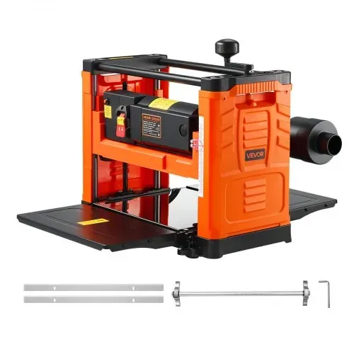 VEVOR Dickenhobel, Zwei-Blatt, 330 mm breiter Arbeitstisch, Hobelmaschine, 1800 W, Hobel, 23500 U/min, Doppelrollen, Überrollschutz, Holzbearbeitung mit Einzelgeschwindigkeit, für Hart- & Weichholz – Bild 8