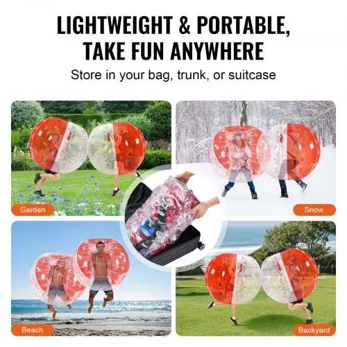 VEVOR Aufblasbarer Bump Ball Bumper Stoßball 1 Stk. 1,5 m x 1,2 m, Menschlicher Kollisionsball, PVC-Körperblasen-Bounce-Ball für Outdoor-Aktivitäten, Transparent + Rot Aufblasbar Bumper Ball – Bild 5