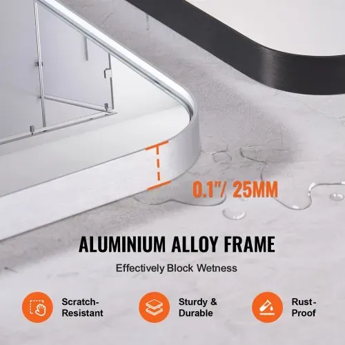 VEVOR Wandspiegel Schminkspiegel Badezimmerspiegel 762 x 559 x 25 mm rechteckiger Spiegel, Rahmen aus Aluminiumlegierung Spiegel mit Z-förmiger Halterung für Badezimmer Schlafzimmer Wohnzimmer – Bild 3