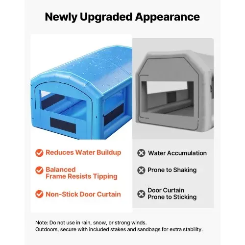 VEVOR Aufblasbare Lackierkabine 6,4x4,1x3 m Spritzkabine Lackierzelt Blau, mit 1100-W-Gebläse Aktivkohlefiltration Transparentem PVC-Fenster für Mittelgroße Pick-ups Große Möbel Tragbar – Bild 5